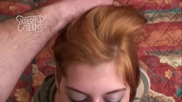 petite 18 yr old redhead sucks a thick cock