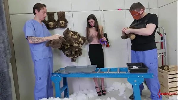 Threeway sub spit roast for BDSM teen